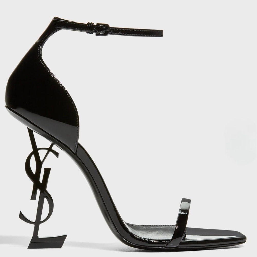 Yves Saint Laurent Black Logo Heel Sandals